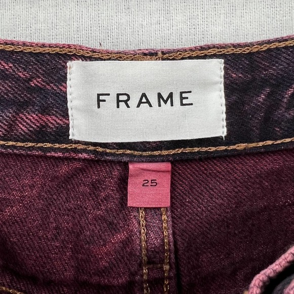 FRAME DENIM Jeans Womens 25 Long Tall Pink Acid Wash Wide Straight High Rise - Picture 9 of 14